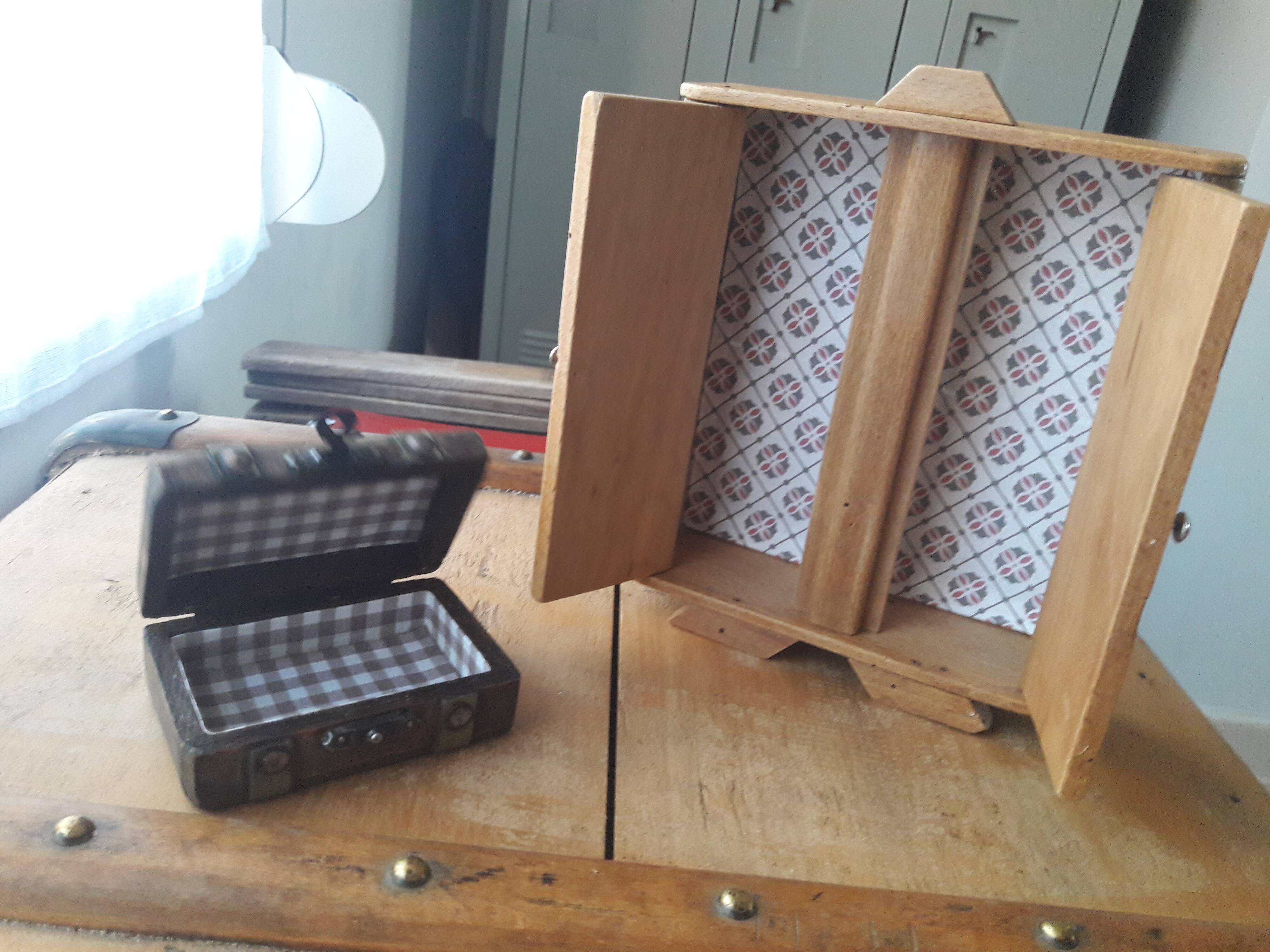 Antique doll cabinet and trunk