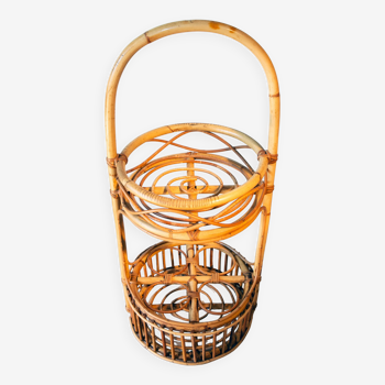 Bottle holder, aperitif display, rattan 1970