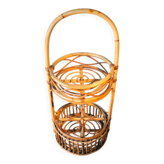 Bottle holder, aperitif display, rattan 1970