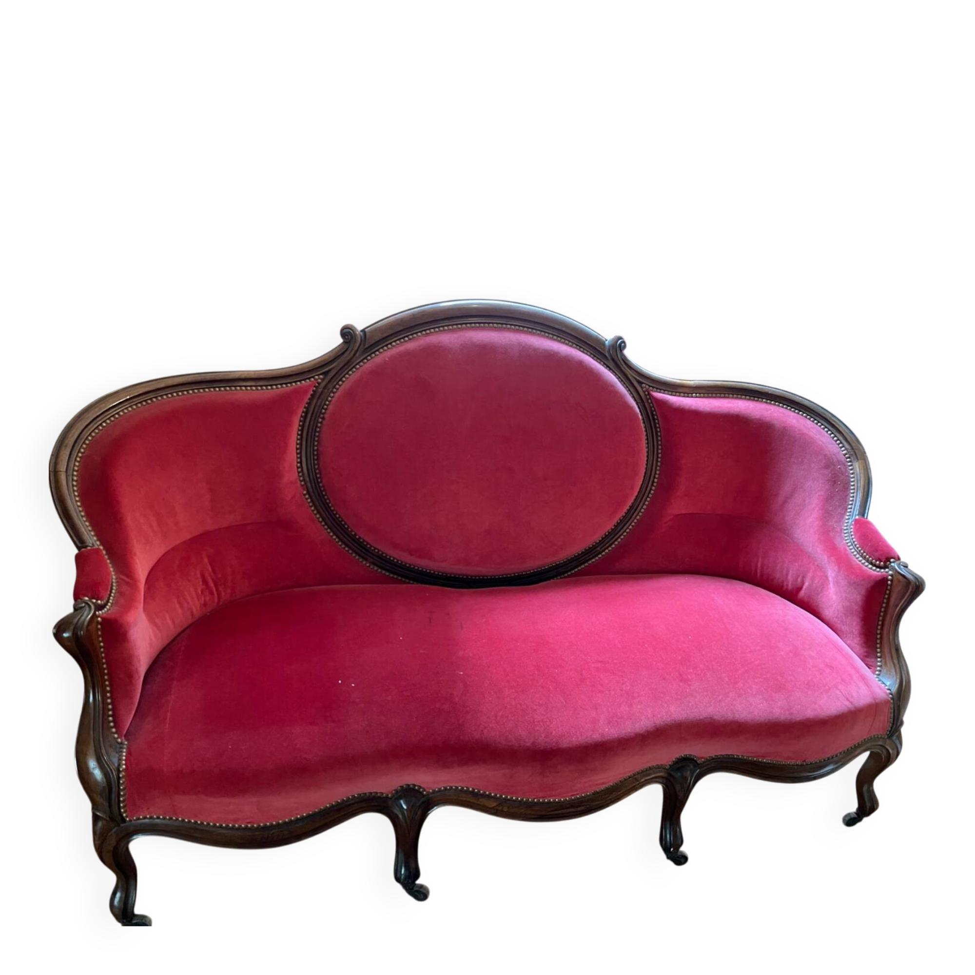 Moulded and carved wooden canapé, Napoleon III period.