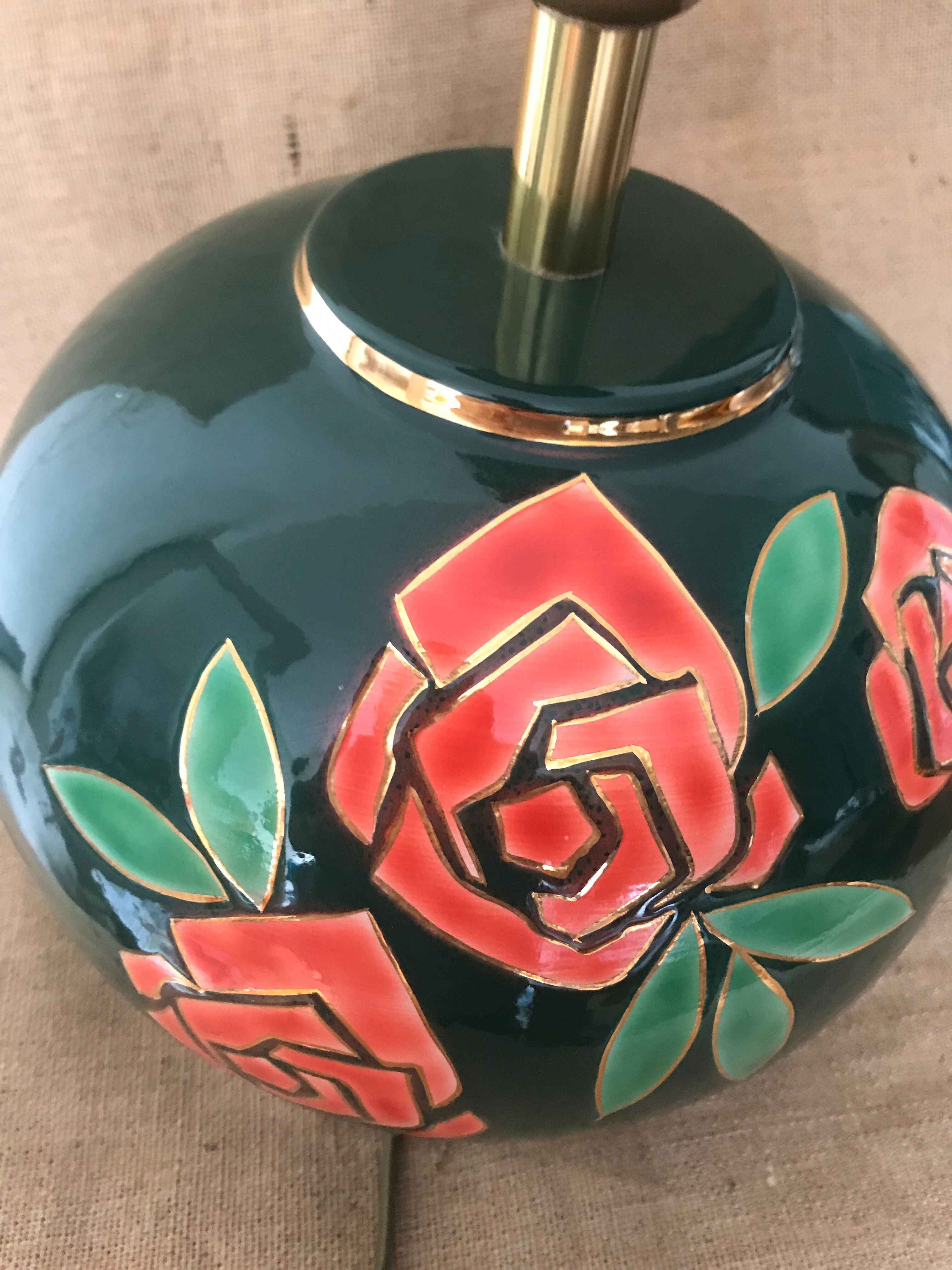 Dark Green Lamp Foot Art Deco Louis Drimmer