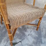 Fauteuil en osier ancien années 50