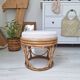 Pouf en rotin et tissu bouclette