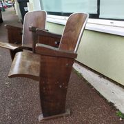 Pair of vintage antique wooden cinema chair s