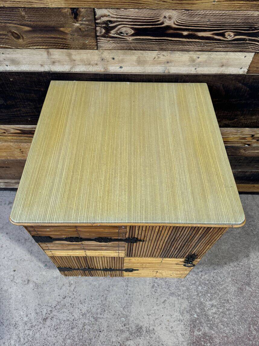 Small side buffet in rattan - Attributed to Audoux-Minet