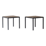 Set of 2 identical square slate stone coffee table from the 1950’s.