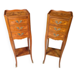 Pair of narrow louis xvi style bedside tables