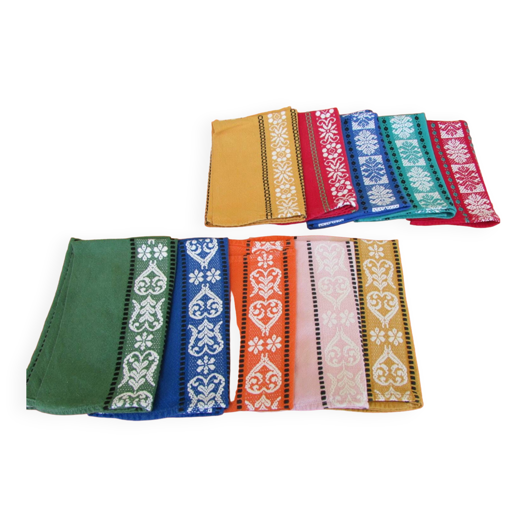 Nappe Rectangulaire Vintage 172x165 Cm Et Serviettes Assorties - Motif Fleuri - 100% Coton - France