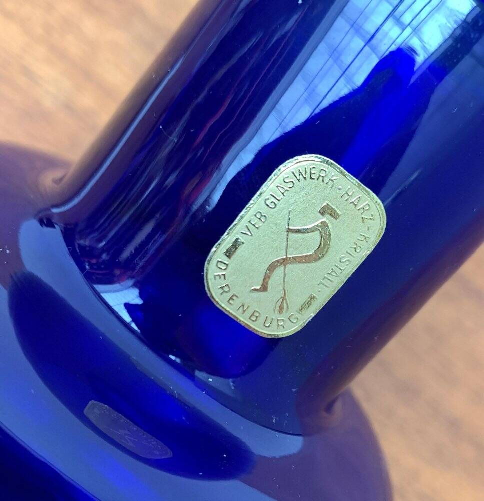 Glass vase from the GDR, mid-century from Veb Glaswerk Harz Derenburg, 1960s.