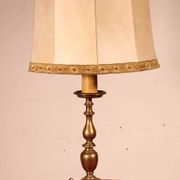 17th Century Bronze Candle Holder Mounted As A Lamp With Its Parchment Lamp