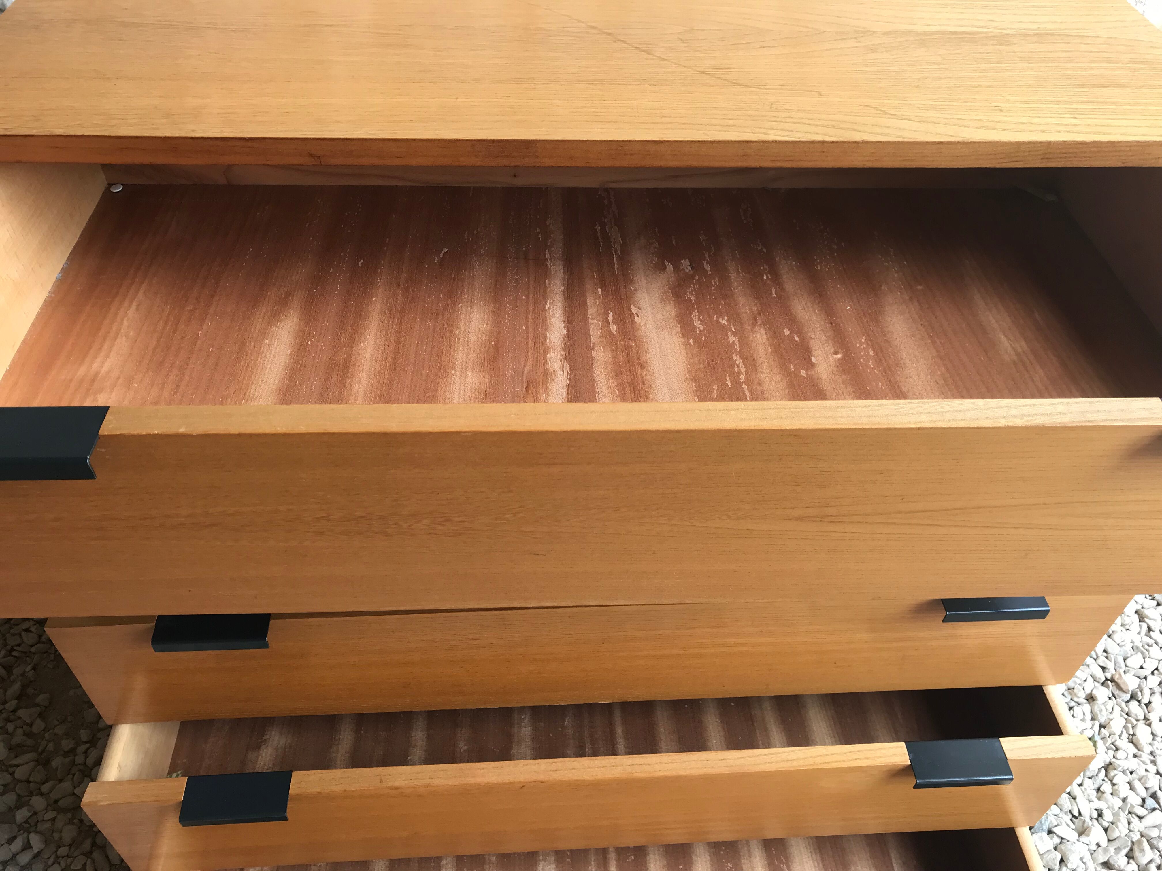 Vintage chest of drawers 1980's blond beech 5 drawers