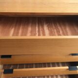 Vintage chest of drawers 1980's blond beech 5 drawers