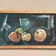 Oil on panel "Still life with fruits" by unknown artist, vintage & framed 43×25cm