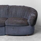 4-seater modular blue fabric sofa 1970s vintage modernism