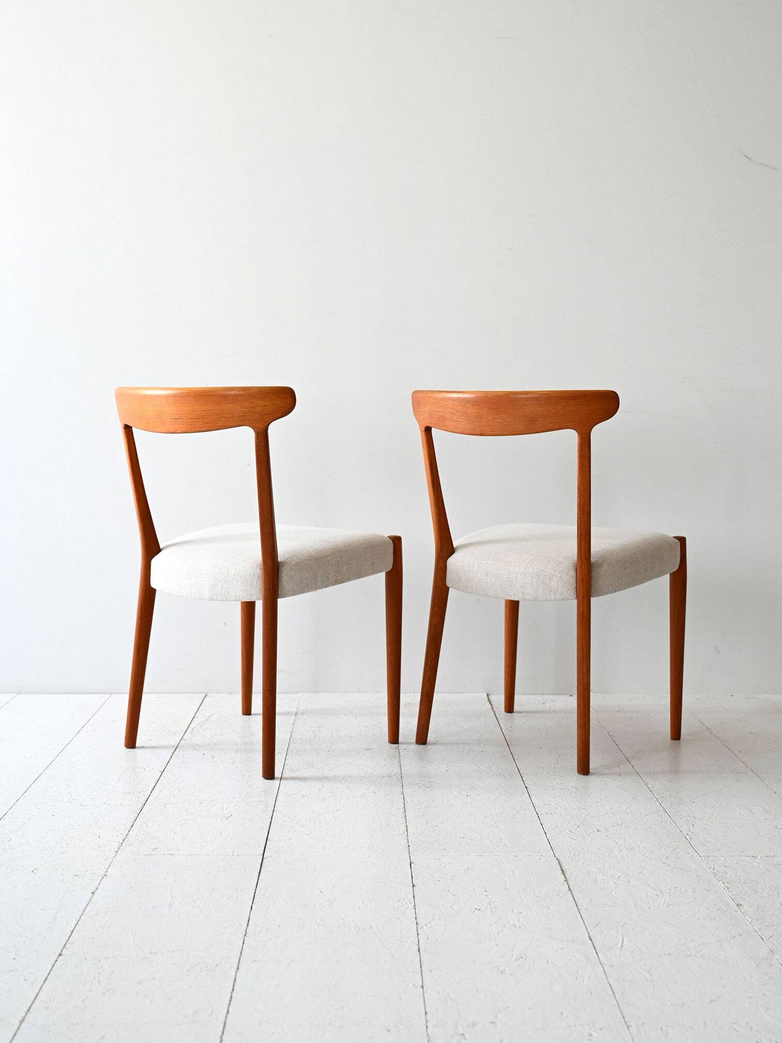 Pair of 1960s Scandinavian Teak Chairs with Curved Back