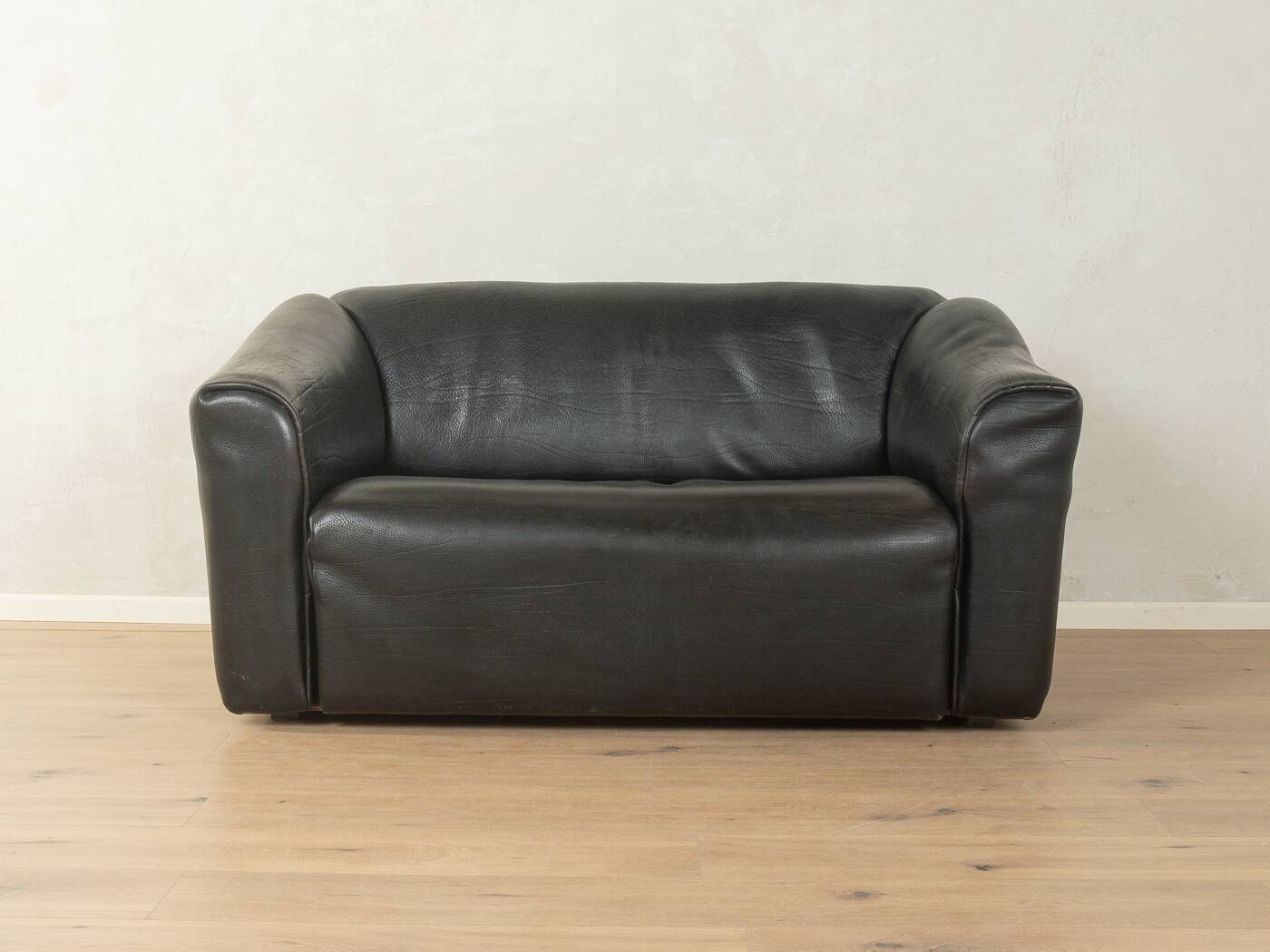 DS-47 two-seater sofa by de Sede, 1970s, black nappa leather