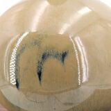 Lampe en céramique beige, abat jour en raphia, années 70