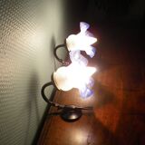 Wall sconces with opalines in the shape of corollas and black metal support