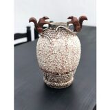 André Villien art deco ceramic vase silver bronze trim 1930