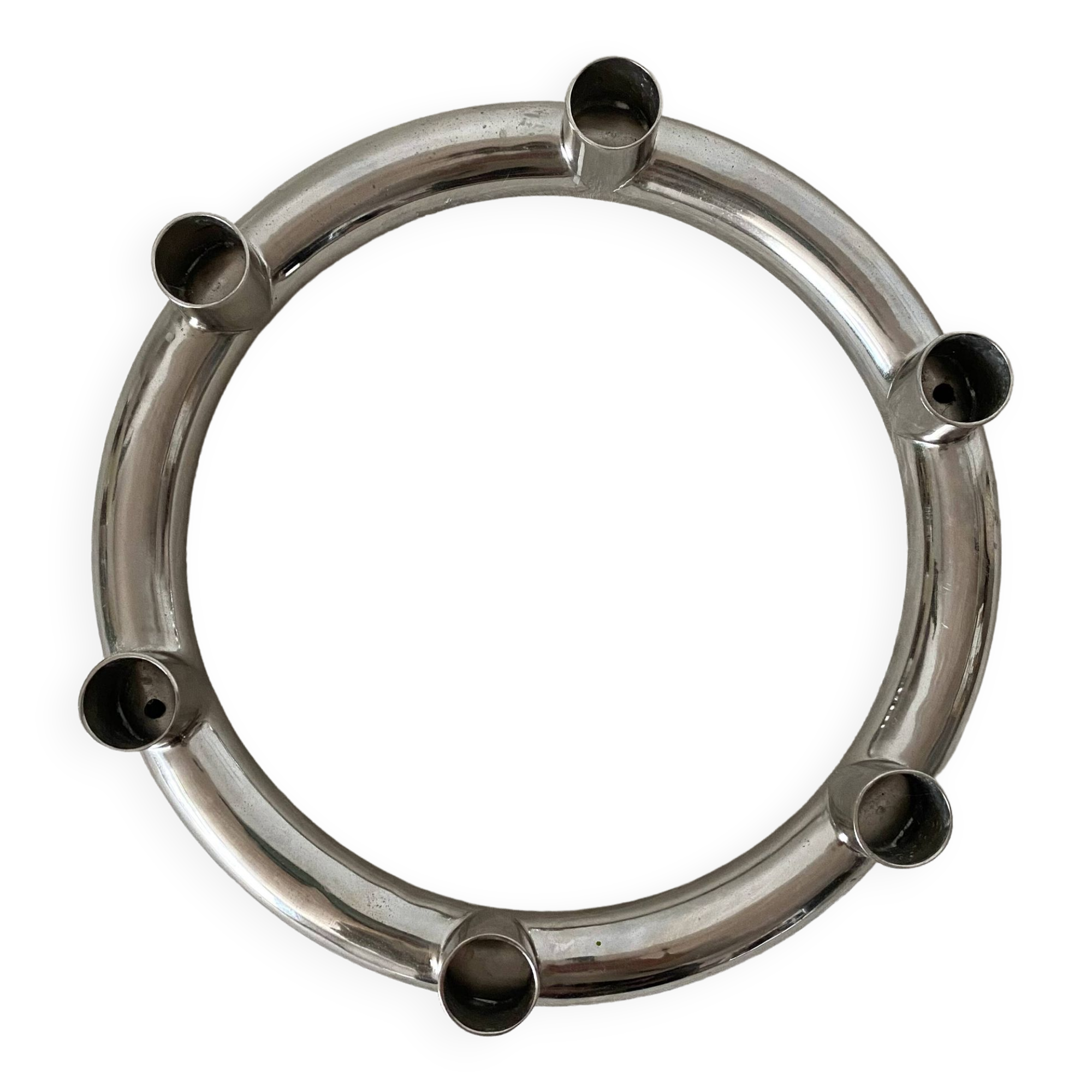 Tubular chrome candle holder