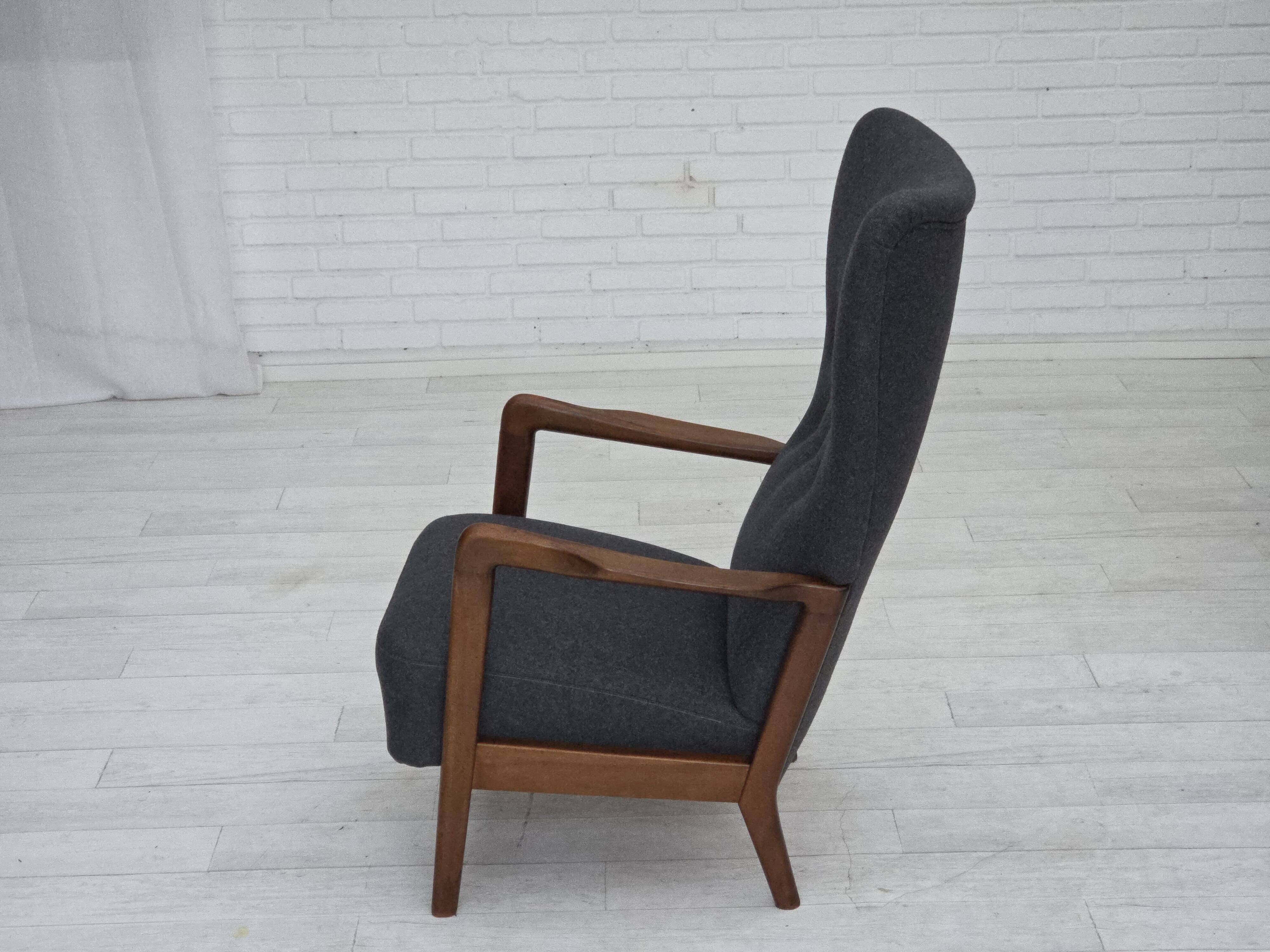 1960s, Danish armchair by Fritz Hansen model 8000/8020, furniture wool.