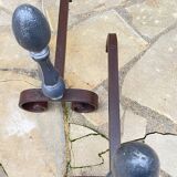 Pair of vintage geometric fire dogs