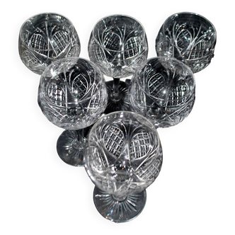 BACCARAT 1900 Lot of 6 CRYSTAL water glasses model 9157 size 9247 Year 1907 H16.5