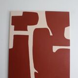 Minimalist organic canvas burgundy 100x81cm
