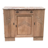 Art Deco vintage Parisian buffet renovated in solid wood and pink marble 123cm