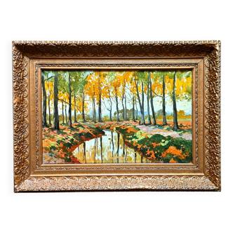 Tableau post-impressionnisme signé de style fauvisme - École russe, 1924