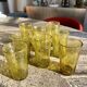 Biot olive-colored bubbled glass water glasses