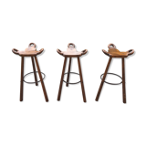 Lot de 3 tabourets de bar  "Marbella" années 60