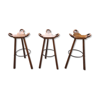 Lot de 3 tabourets de bar  "Marbella" années 60