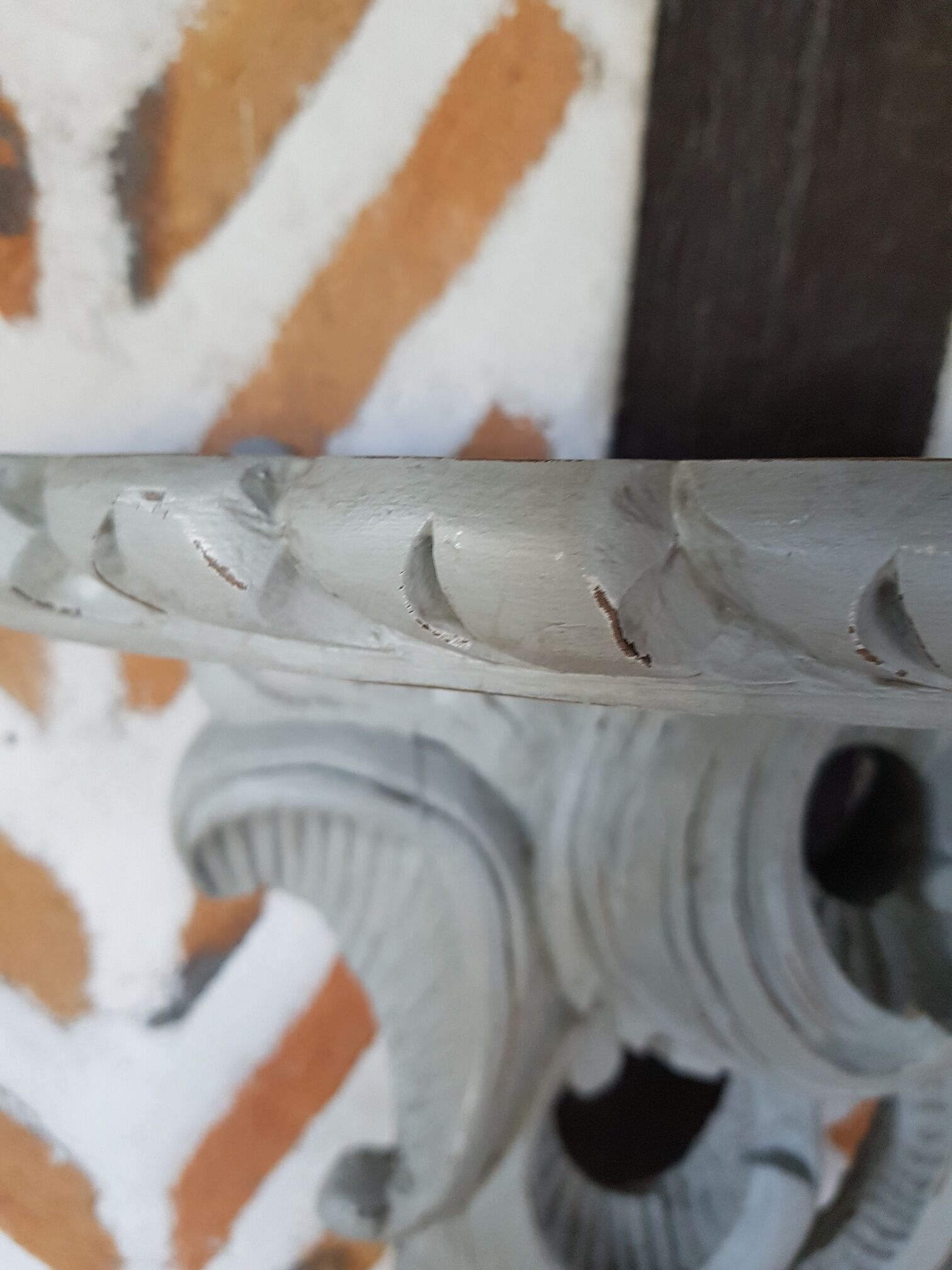 Gray patinated wood wall console