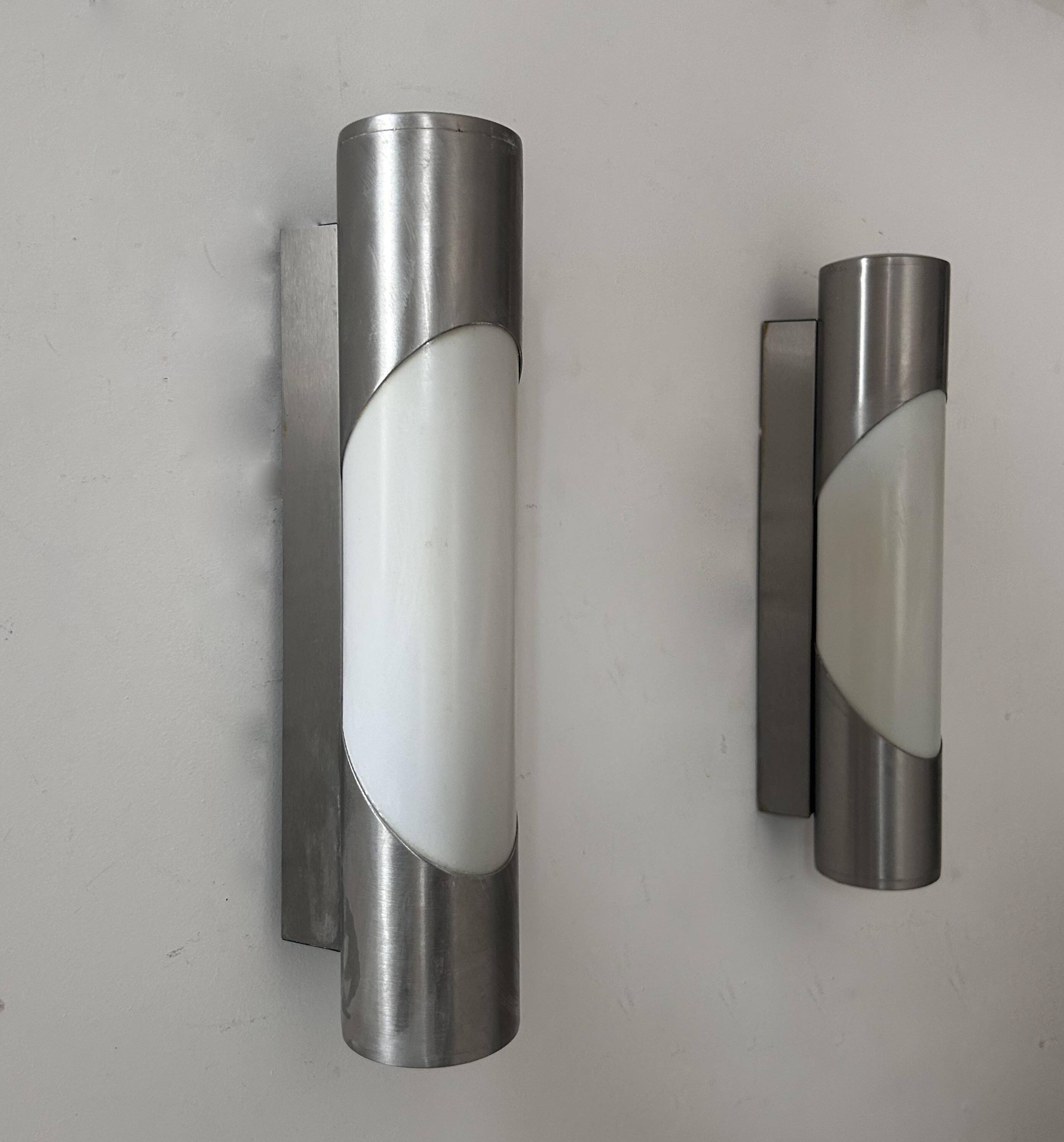 Pair of vintage wall lights, chrome metal, Philips Denmark 1980s