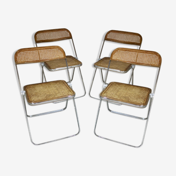 Lot de 4 chaises "Plia" par Giancarlo Piretti pour Castelli années 70