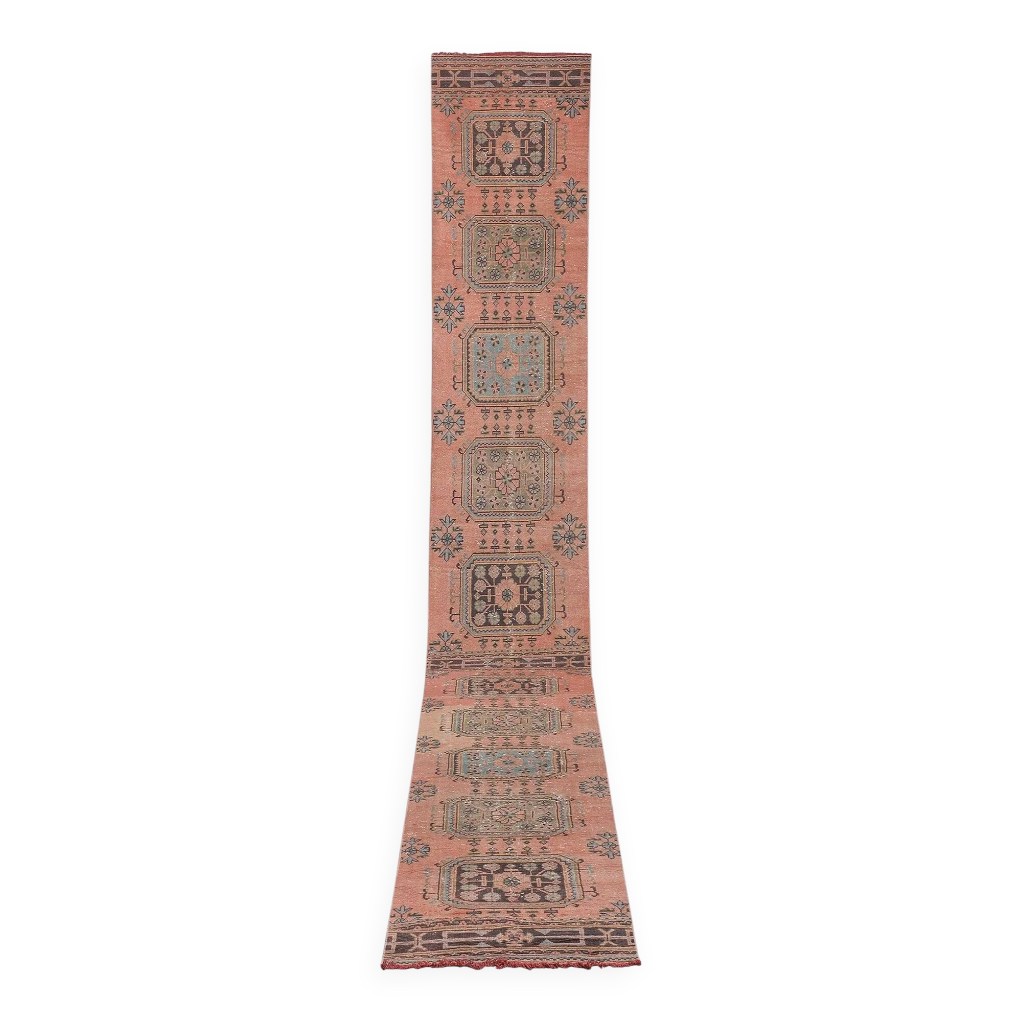 Vintage Turkish hallway rug 83x652 cm