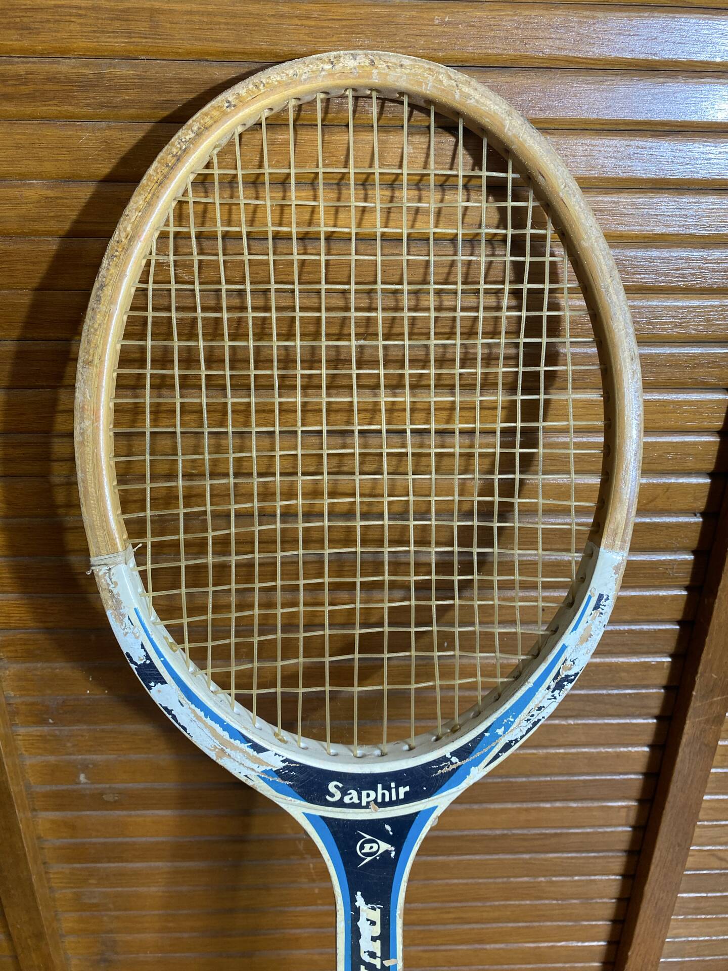 Vintage dunlop saphir wooden tennis racket + sports cover #e2