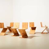 Set of 6 ZigZag Chairs after Gerrit Rietveld 1990s