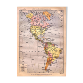 Lithographie carte générale de l’Amerique 1897