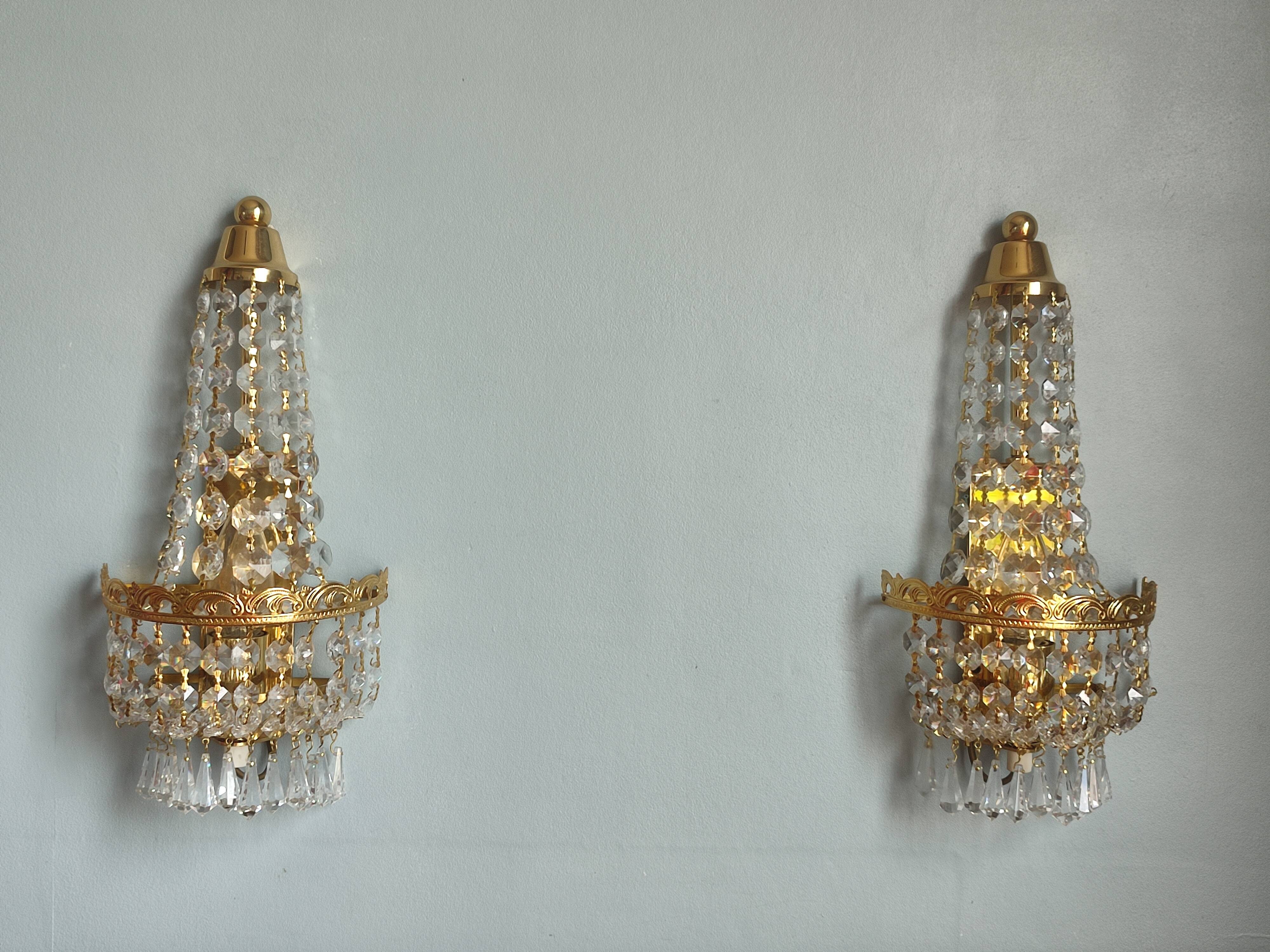 Pair of vintage Presiosa crystal wall lights