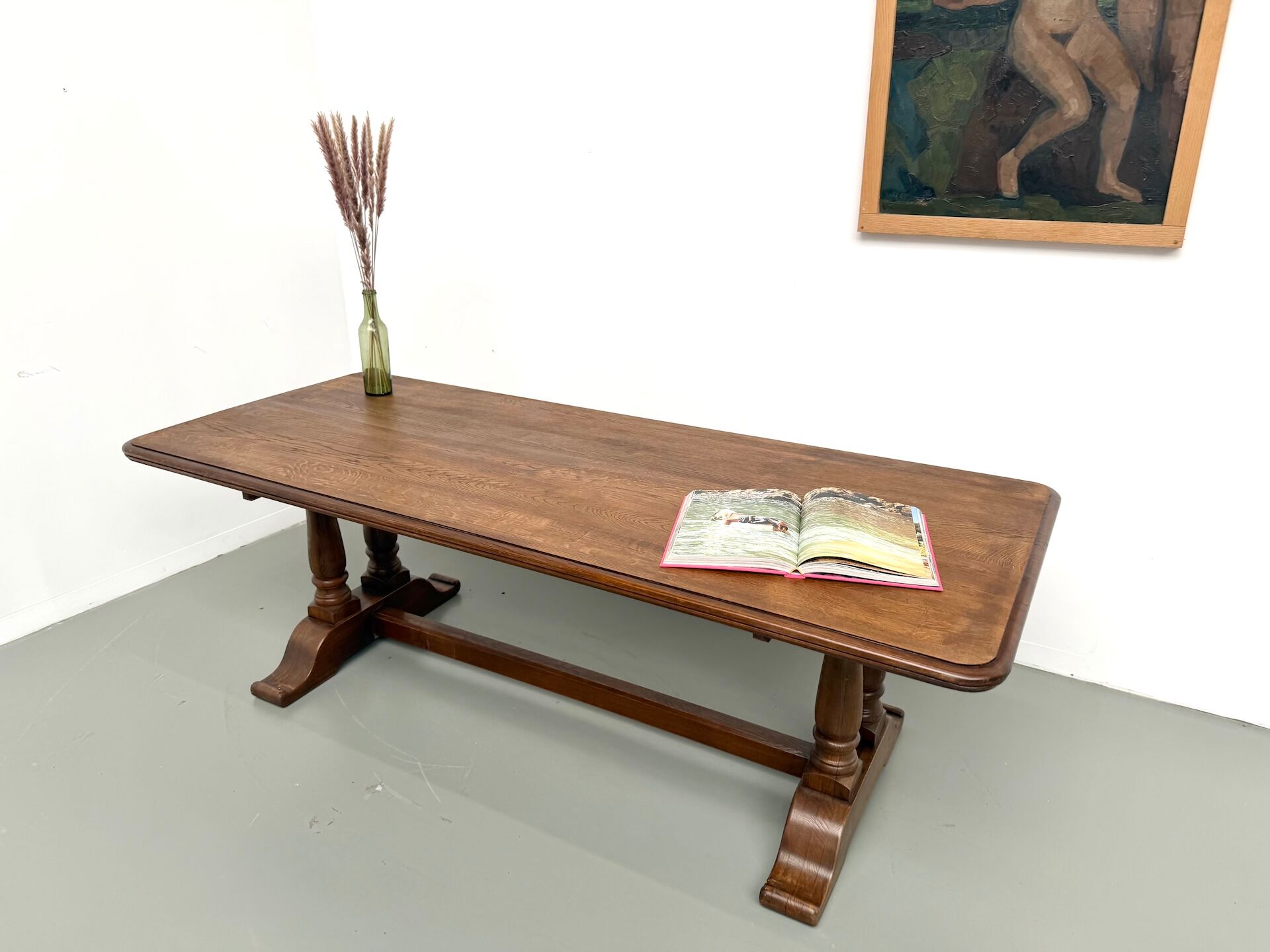 Table de ferme bourgeoise en chêne, années 50