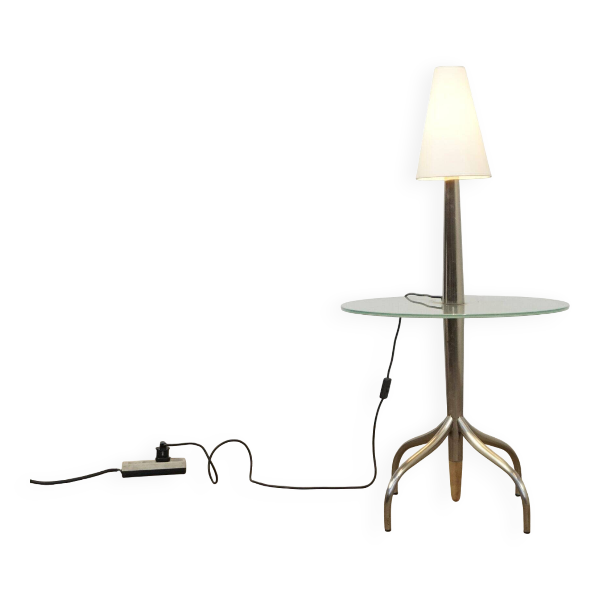 Postmodern side table with lamp