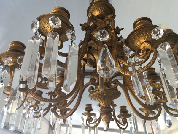 Lustre en Bronze et cristal