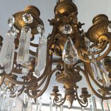 Bronze and crystal chandelier