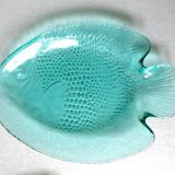 Set de 4 coupelles forme poisson en verre coloré vert des années 70