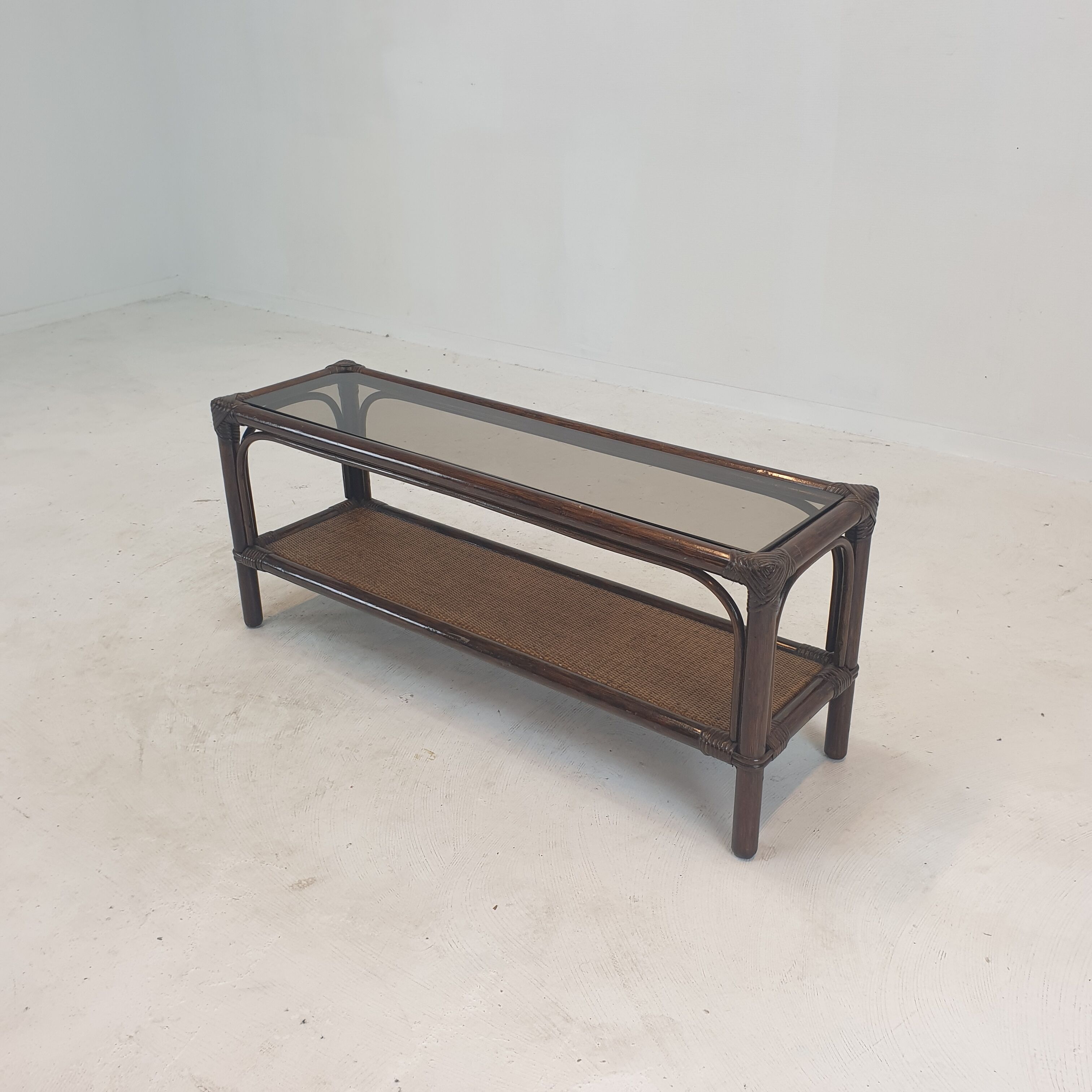 Italian Bamboo and Rattan Coffee Table, 1980s