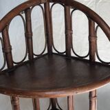 Corner shelf in dark rattan, 60s/70s