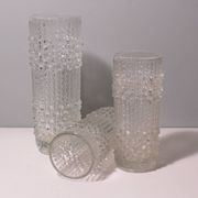 Set of 3 Vases, candle wax pattern, Sklo Union glassware, Czech Republic. 1970