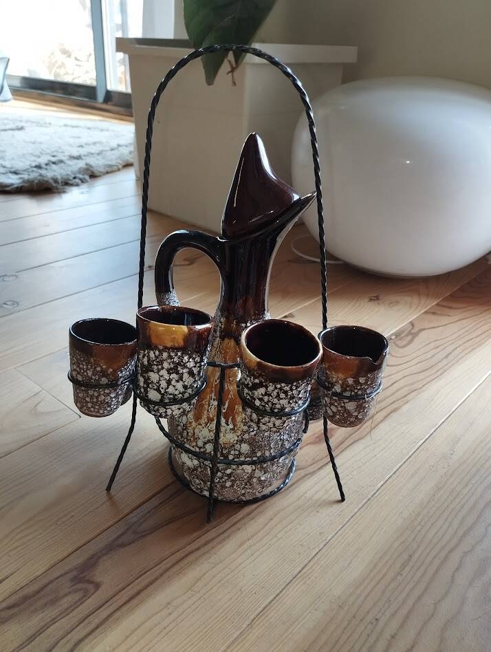 Vintage liqueur service signed Vallauris